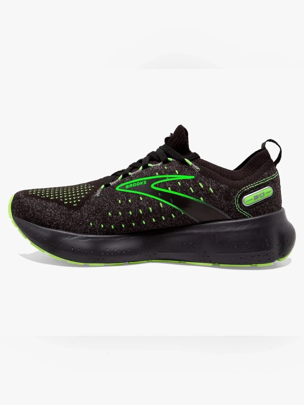 Brooks Glycerin 20 Men’s 10 Black Green Running Shoes Athletic Sneakers EU 44